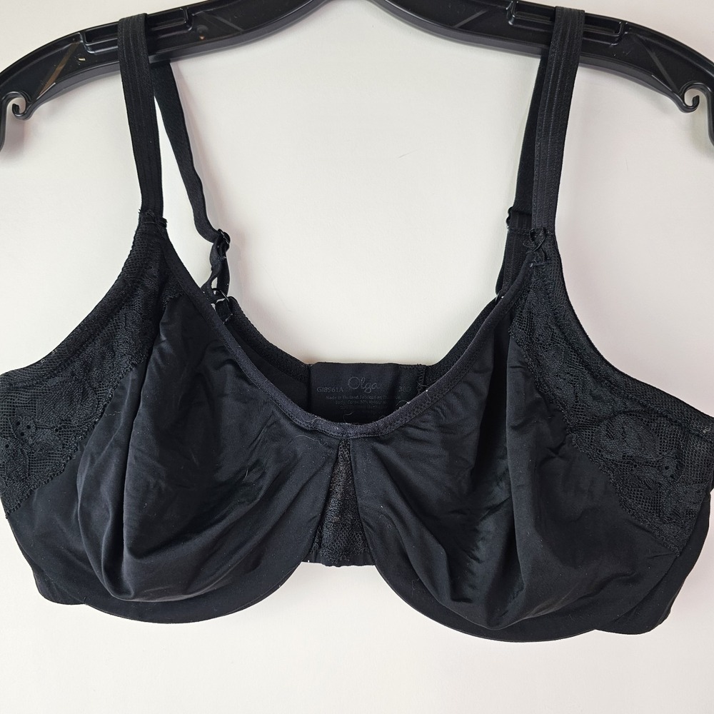 Olga Womens Underwire Bra Black 38D Comfort Unpadded Basic